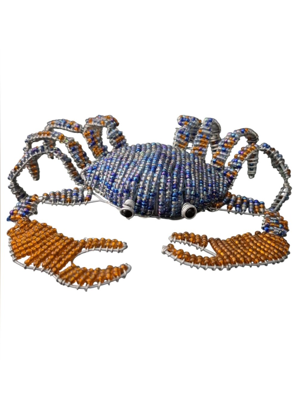 Blue Crab Shellfish Glass Beads Beaded Wire Hand Crafted Beadworx Extol Haiti